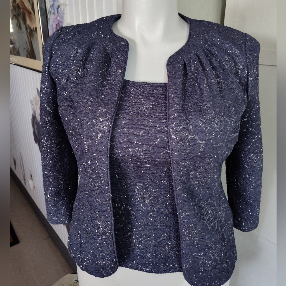 Onyx Nites Sz M  (8-10 Best Fit) Shell And Jacket Sparkly Set Excellent Cond